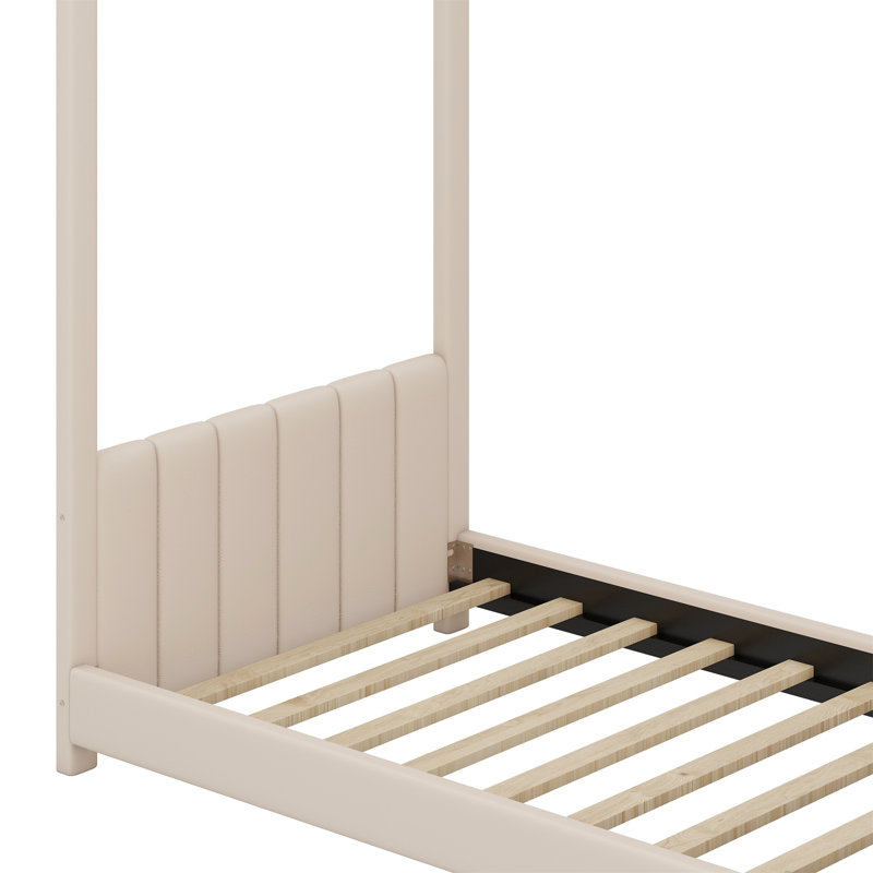 Zadyn Upholstered Panel Bed, Beige, Twin