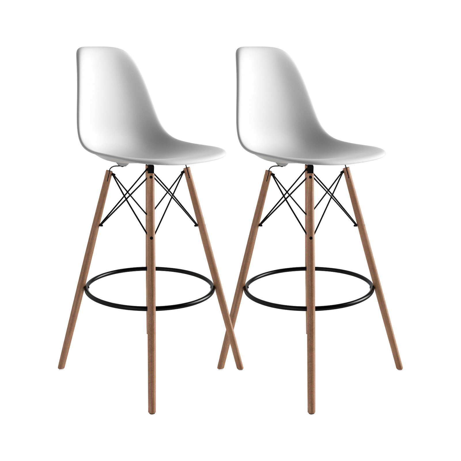 Jordan Bar Stool, White/Natural, Bar Stool (29.5" Seat Height)