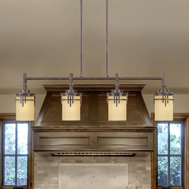 Caleigh 4 - Light Warm Mahogany Kitchen Island Pendant