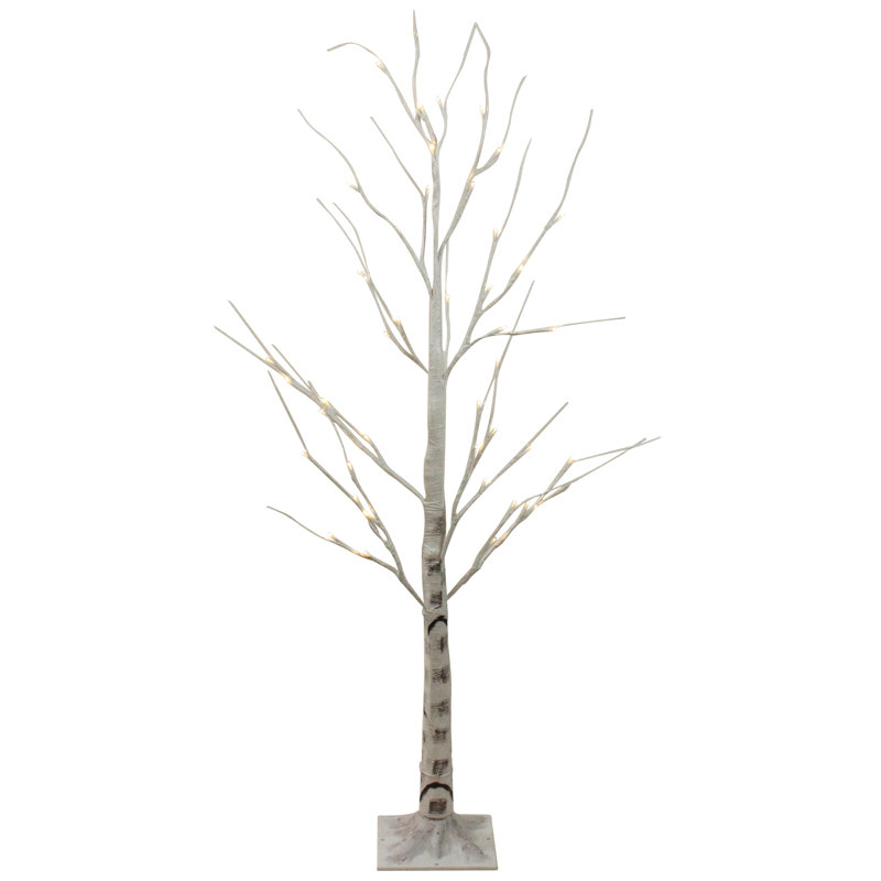 Décoration d'extérieur de bouleau 4 pi avec éclairage DEL, Blanc