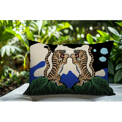 Oreiller rectangulaire réversible intérieur / extérieur Mikro Tiger