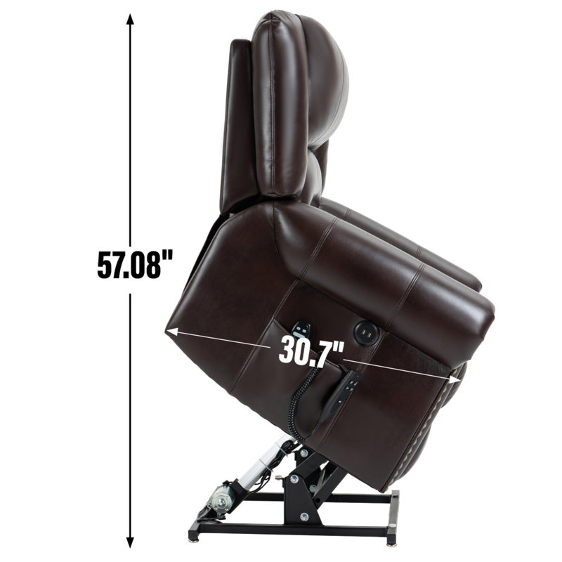 Power Lift Recliner Chair Heat Massage Dual Motor Infinite Position Up To 350 LBS, Faux Leather, Heavy Duty Motion Mechanism With USB Ports