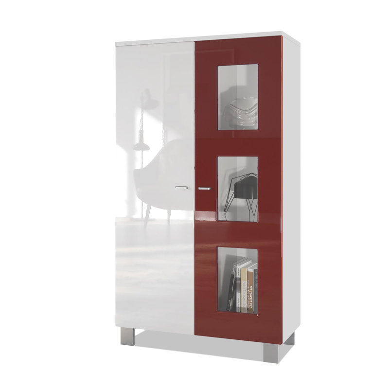 Display Cabinet, Without, Bordeaux/White