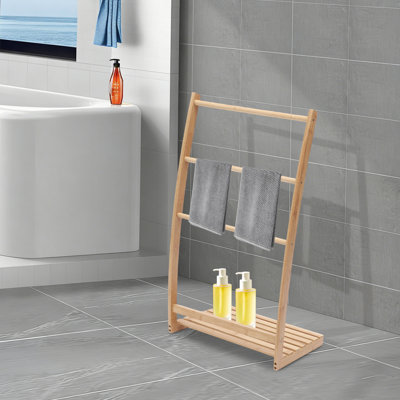 Porte-serviettes sur pied en bambou