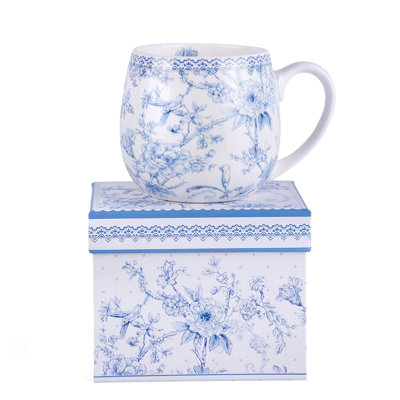 Blue Flowers Big Belly Mug in Gift Box