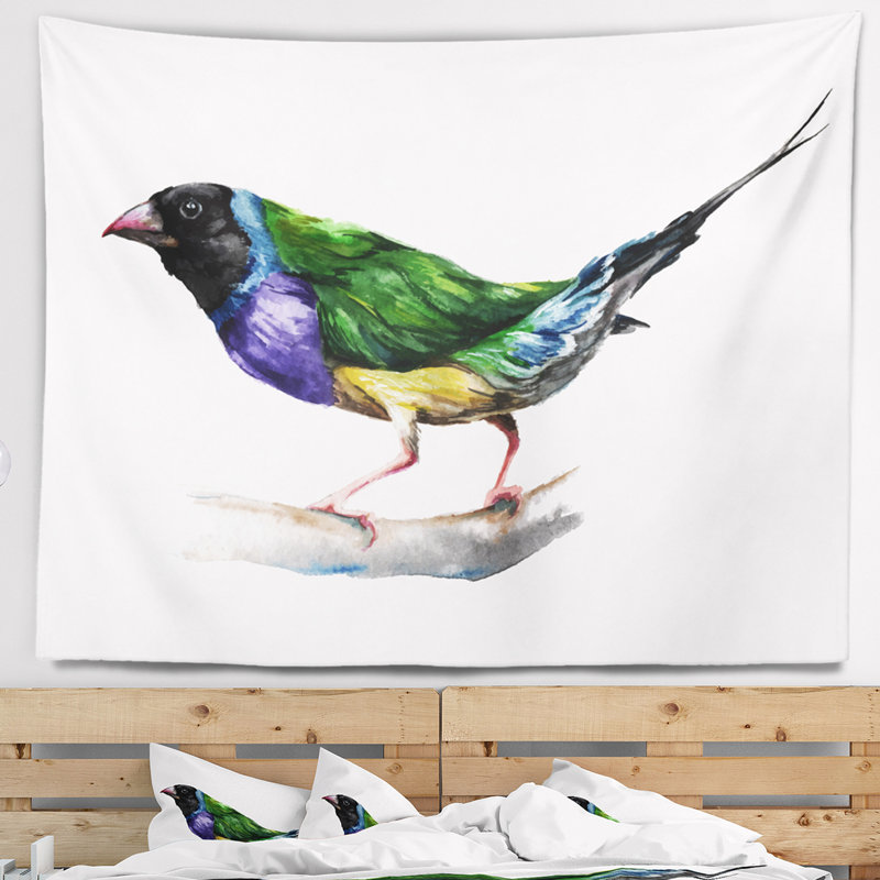 Tapisserie animal gould finch, H 32 po x l 39 po