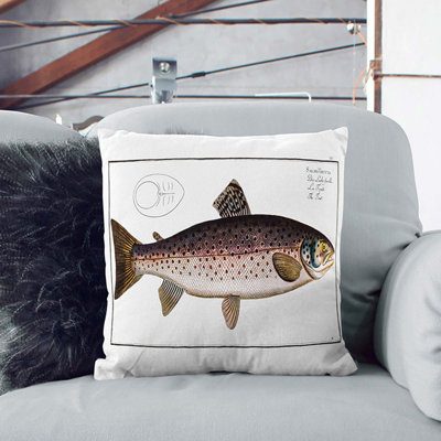 Brown Trout Fish Square Throw Cushion