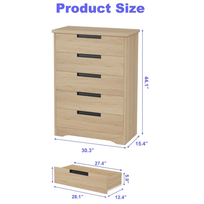Commode 5 tiroirs , Brun