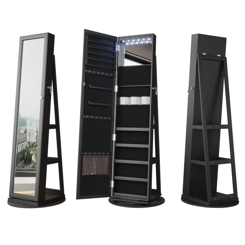 Armoire à bijoux avec miroir 21,6 po Chrisney, Noir