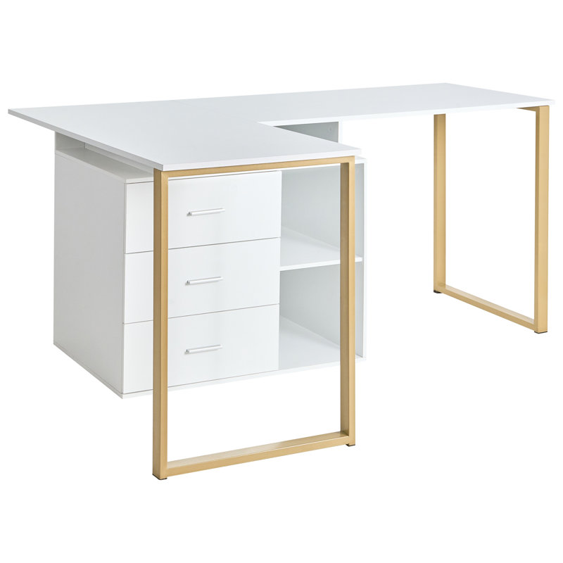 L-Shaped Metal Base Computer Desk