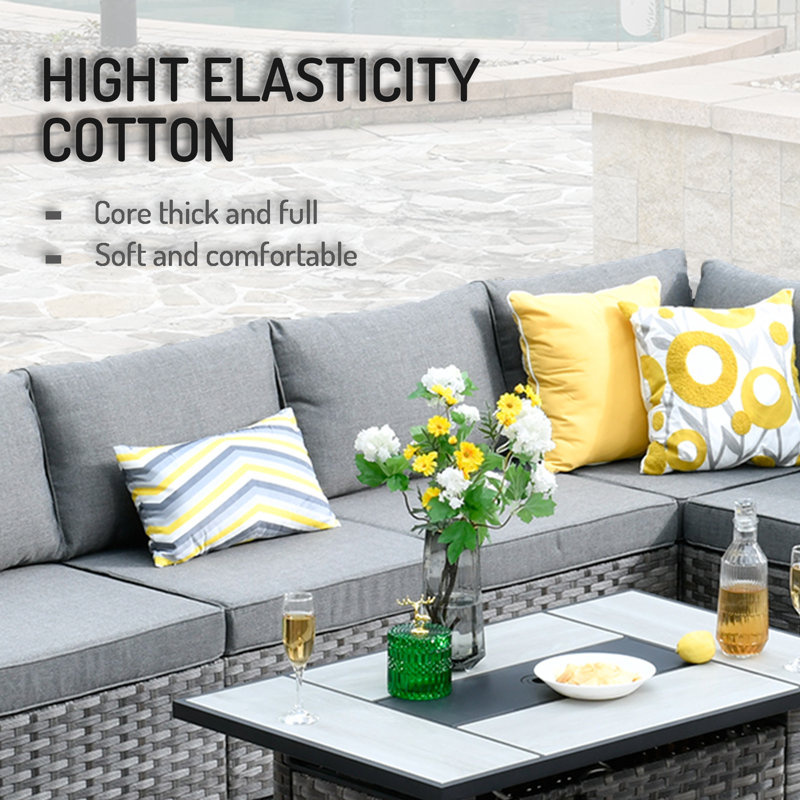 Baili 9 - Person Modular Patio Conversation Sets with Cushions, Gray