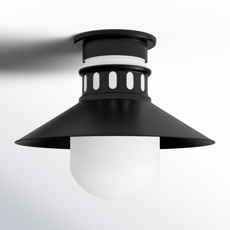 12'' W 1 - Bulb Outdoor Semi Flush Mount, Black