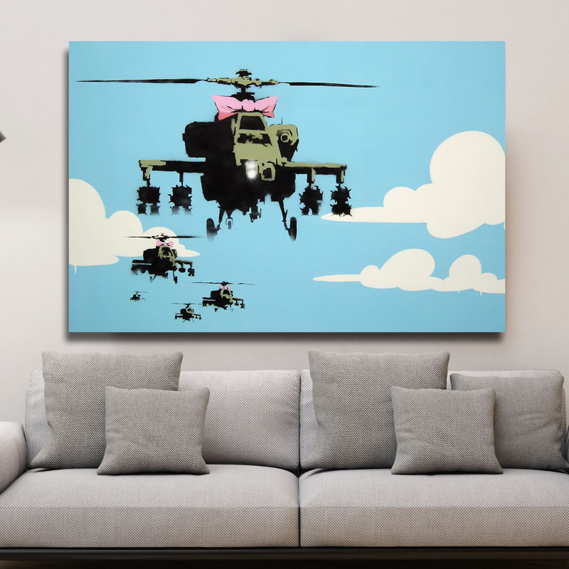 Vapor Helicopters by Banksy - Wrapped Canvas Print, 30 cm H x 46 cm W x 4 cm D