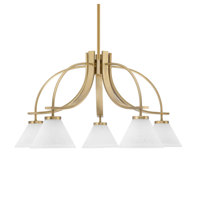 Lustre avec lumière Cavella, Laiton New Age, H 15 po x l 28 po x P 28 po, 5