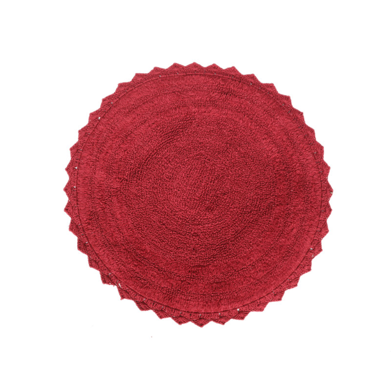 100% Cotton Non-Slip Bath Rug, Wine Red