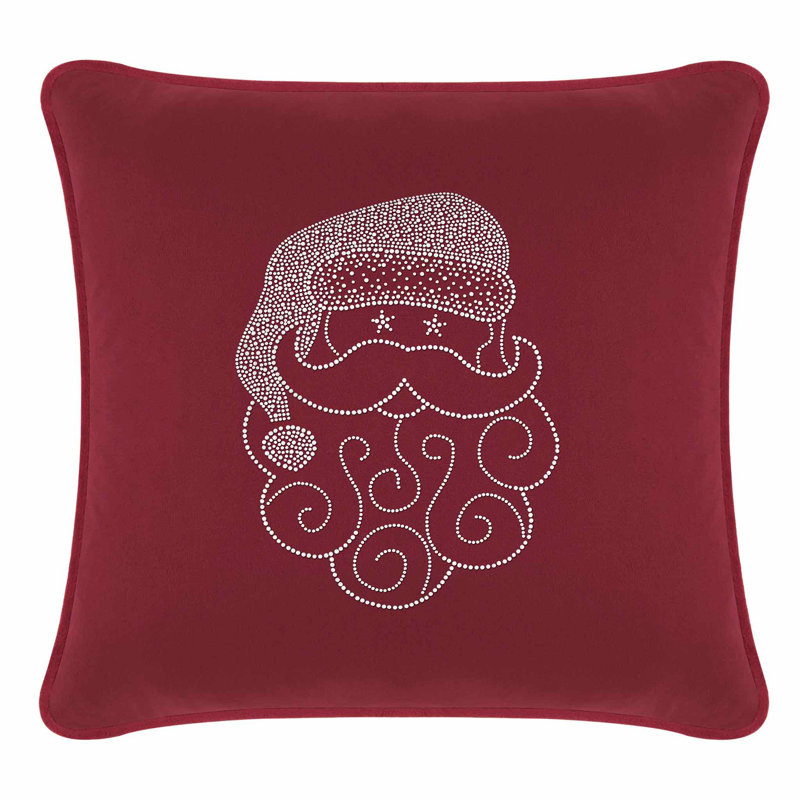 Sparkles Home Santa Rhinestone Pillow | Holiday Christmas Design | Feather Insert | Machine Washable, Square 20"