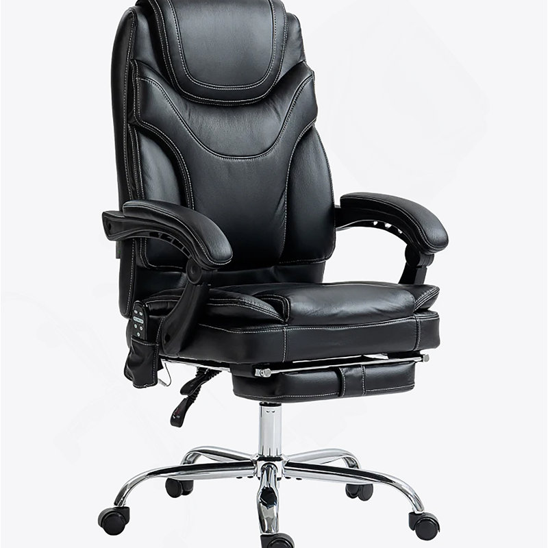 Fauteuil de massage, fauteuil inclinable chauffant en cuir polyuréthane avec repose-pieds
