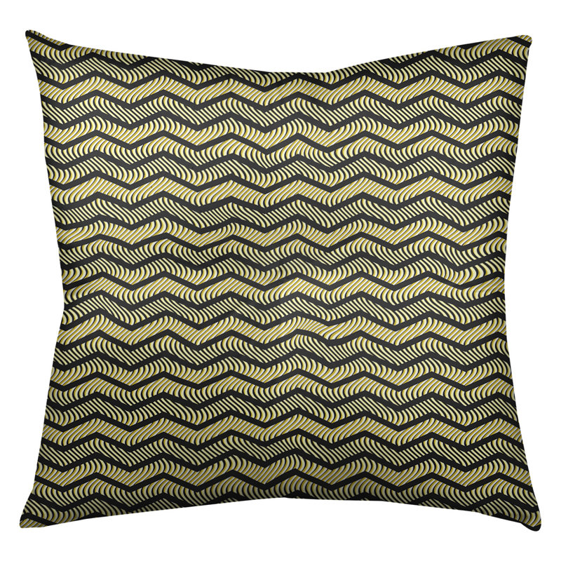 Coussin Rhonda, 26 x 26, Noir et jaune