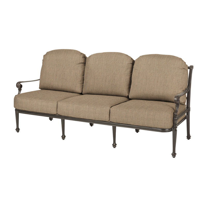 Grand Terrace Sofa with Sunbrella Cushions, Canvas Heather Beige Sunbrella® Canvas, Desert Bronze