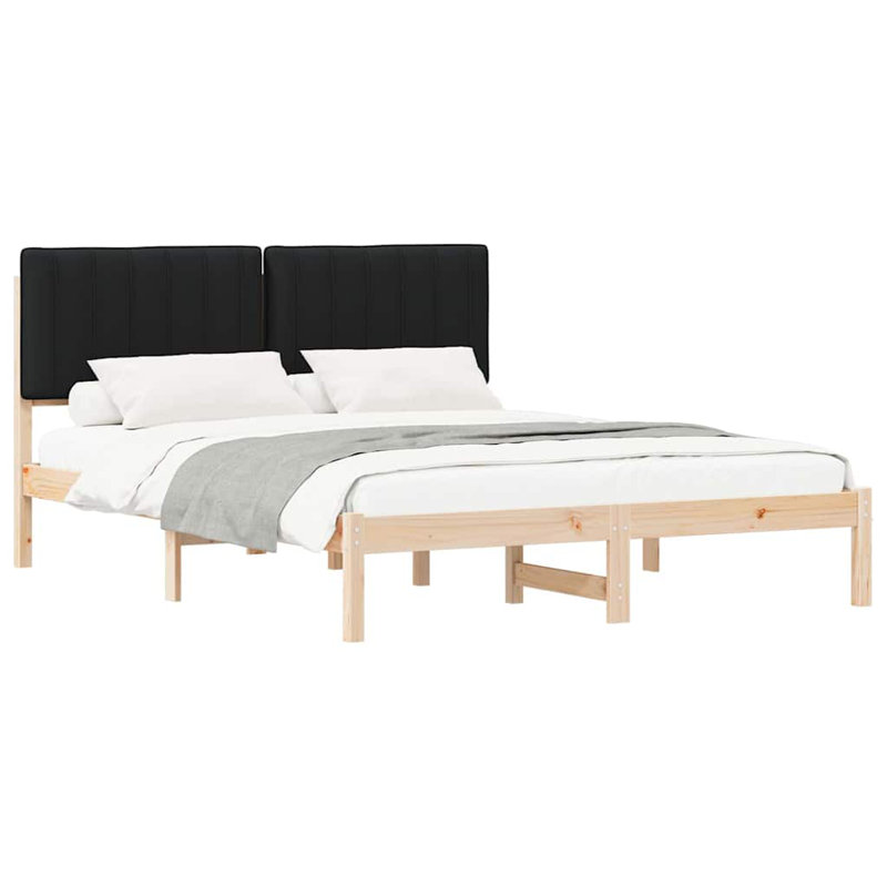 Solid Wood Bed Frame, European Kingsize (160 x 200 cm), Natural/Black