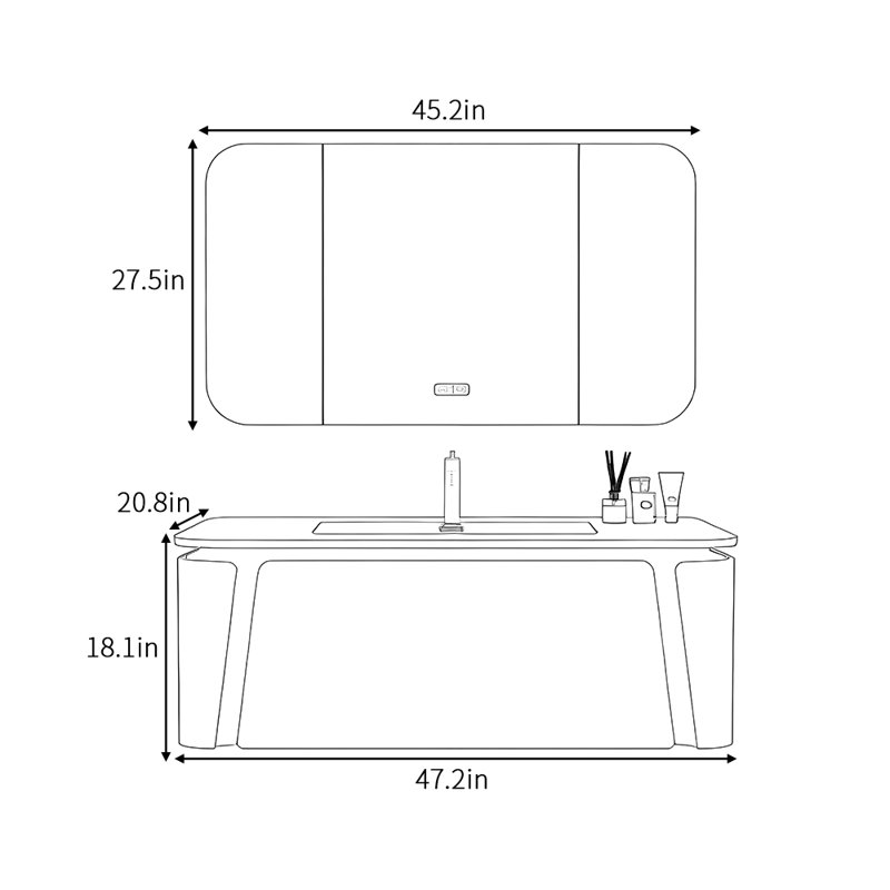 Armoire de salle de bain légère de luxe de style crème