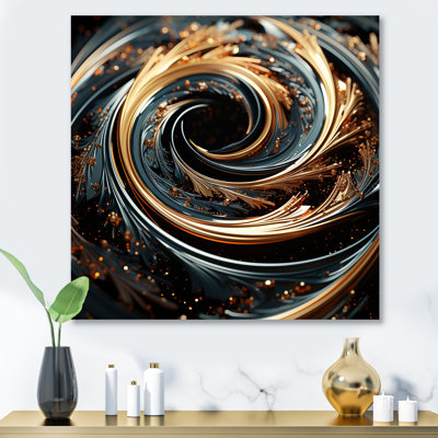 Gold And Green Hypnotic Abstract Spiral  II - Abstract Spirals Metal Wall Art