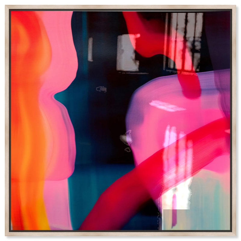 Oliver Gal Inked I Abstract - Hand-Applied Glass Coat Framed Canvas Art, Cream, 30" H x 30" W