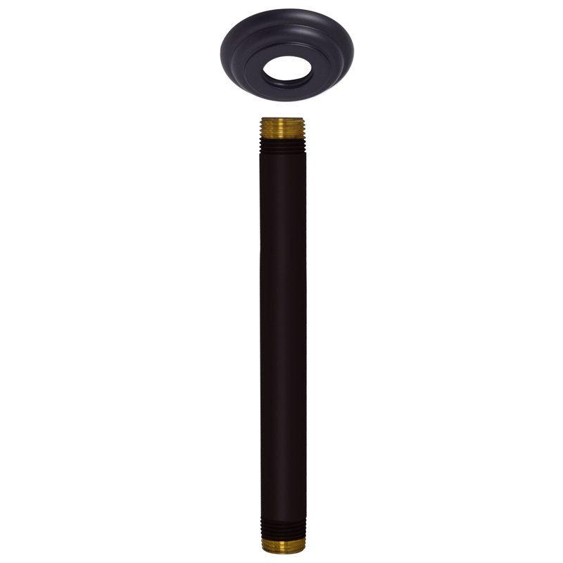 Bras de douche rond 1/2 po x 8 po avec bride, Noir mat
