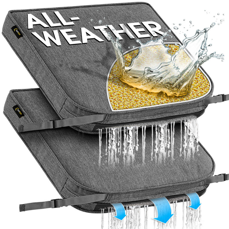 SUNROX All-Weather Outdoor Chair Cushion, 17" H x 16" W, Heather Charcoal