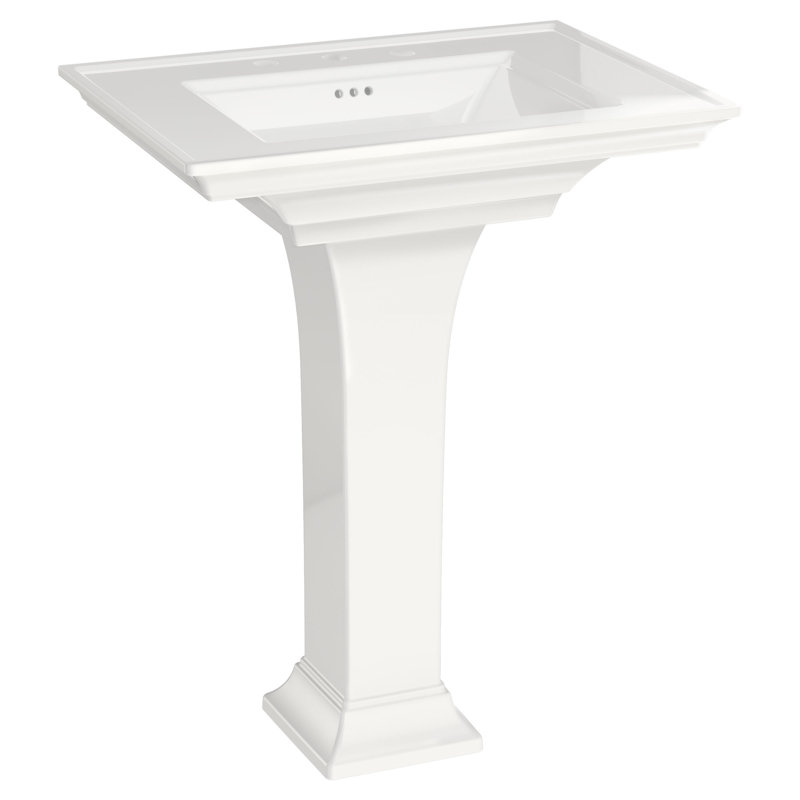 Lavabo de salle de bain rectangulaire en céramique avec trop-plein Town Square S, blanc, Robinet à large entraxe