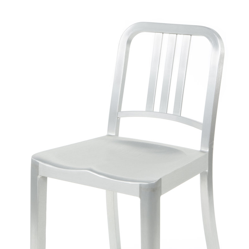 Navy 24" Barstool, Hand Polished Aluminum