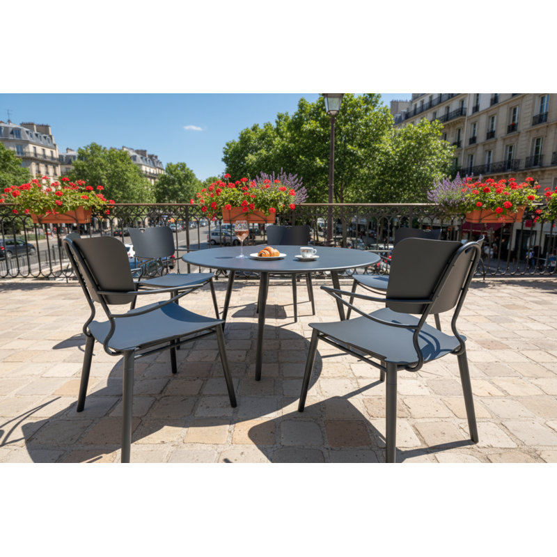 Chaise de salle à manger d'extérieur noire en aluminium Holland, Noir