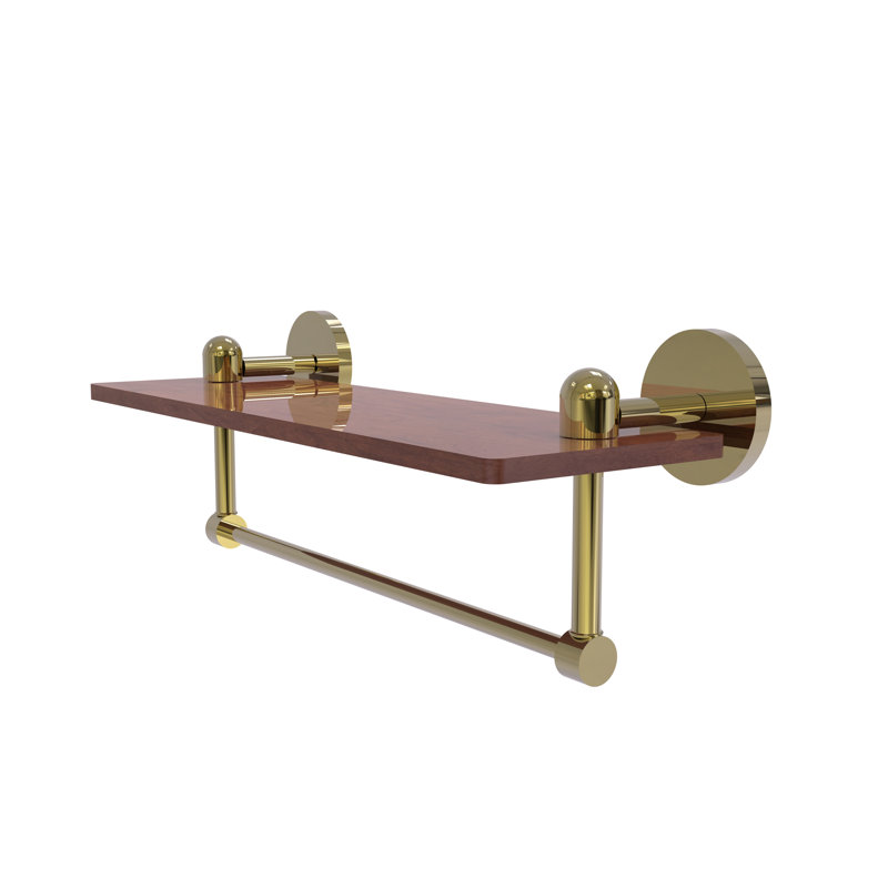 Tablette murale unie bois ironwood Itzhak, Laiton non laqué, H 5 po x l 16 po x P 5 po