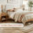 Mid-Century Modern Solid Wood Boucle Upholstered Headboard Bed Frame With USB & Type-C Port-123609752-123609753