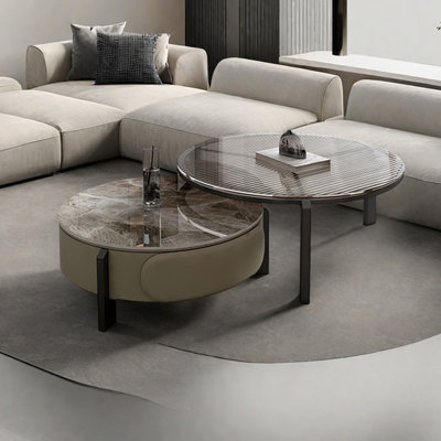 Italian round rock table combination