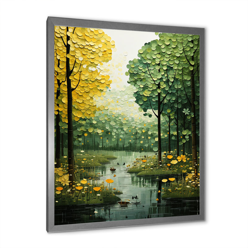 «Green Green Trees», art mural sur toile Cottage, H 32 po x l 16 po x P 1 po, Cadre photo argenté
