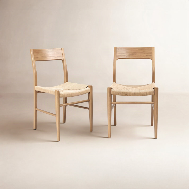 Ensemble de 2 chaises de salle à manger modernes en bois massif, Chêne clair