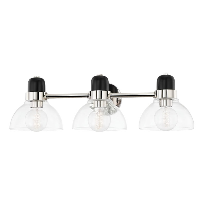 Éclairage de salle de bain à intensité variable 3 lumières Camile, Nickel poli