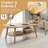2-Piece Nesting Coffee Table Set, with 2-Tier Storage & Rustic Wood Grain, Oval & Round Tabletop, Minimalist Modern Style-2089818459
