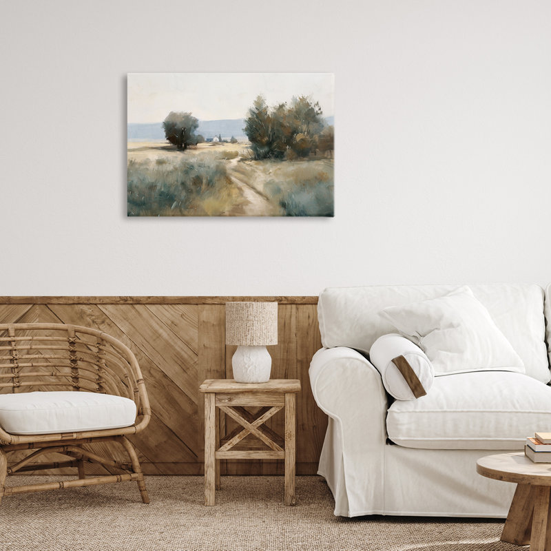 «Winding Path to Distant Barn Canvas», conception par Nina Blue, H 16 po x l 24 po