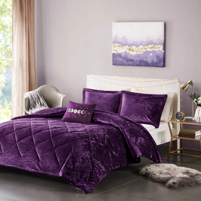 Purple Velvet Comforter For Twin/twin Xl, , And Throw Pillow Decorative Pillows Bedding Includes Comforter, Shams,