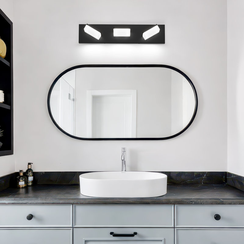 Éclairage pour meuble-lavabo noir mat à 4 lumières de 19,7 pouces à intensité variable avec têtes rotatives à 360 ° en acrylique, pour l'éclairage de meubles de salle de bain et de chambre à coucher