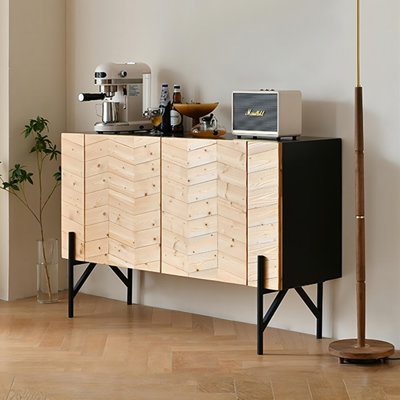 Modern Burlywood Solid Wood Sideboard