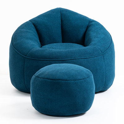 Blue Padded Foam Bean Bag Chair For Reading Room Superb Leisure