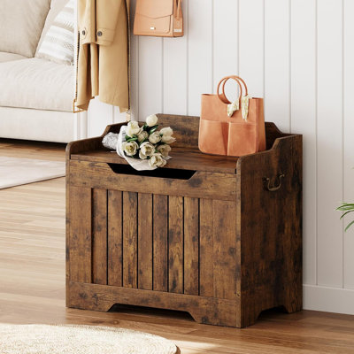 24.8" Storage Chest, Wood Toy Box, Storage Bench with Safety Hinge, Toy Chest, Storage Trunk for Entryway, Living Room, Bedroom, Playroom by Lark Manor