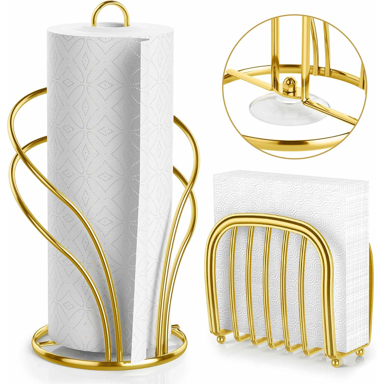 Everly Quinn Paper Towel Holder Countertop, Stainless Steel Paper Towel ...