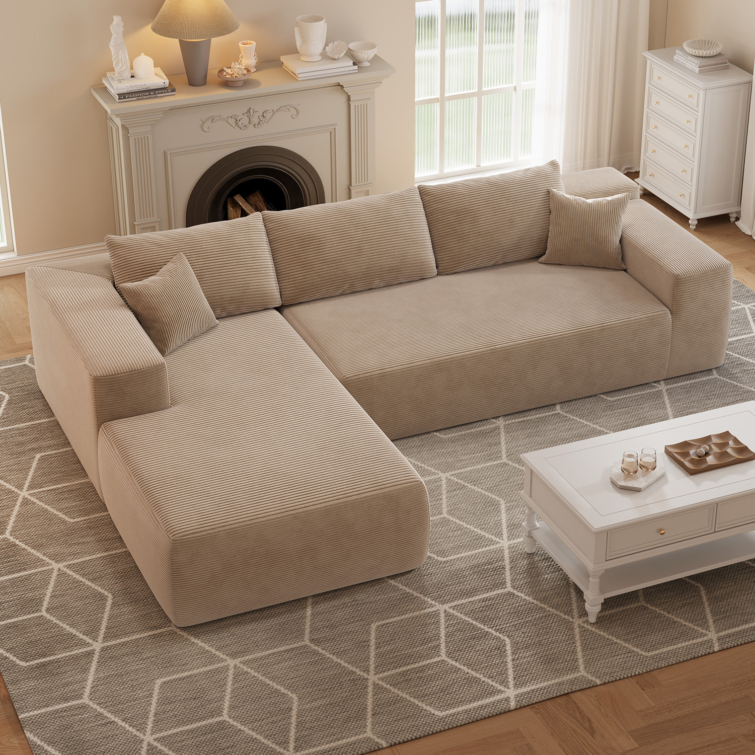 Ebern Designs 2piece Upholstered Sectional No Assembly Required