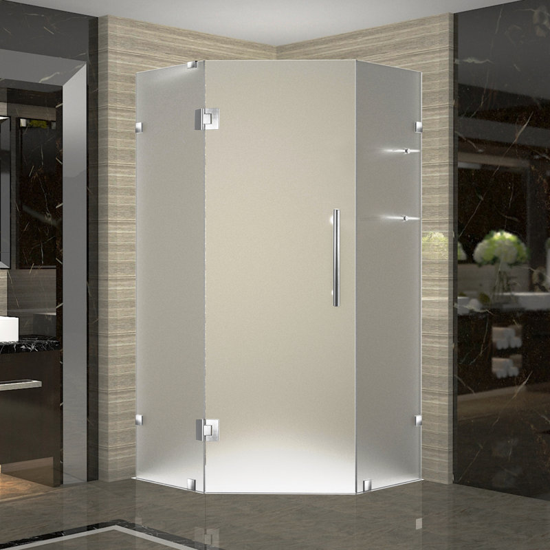 Neoscape GS 40" x 72" Neo Angle Hinged Shower Enclosure, Brushed Stainless Steel
