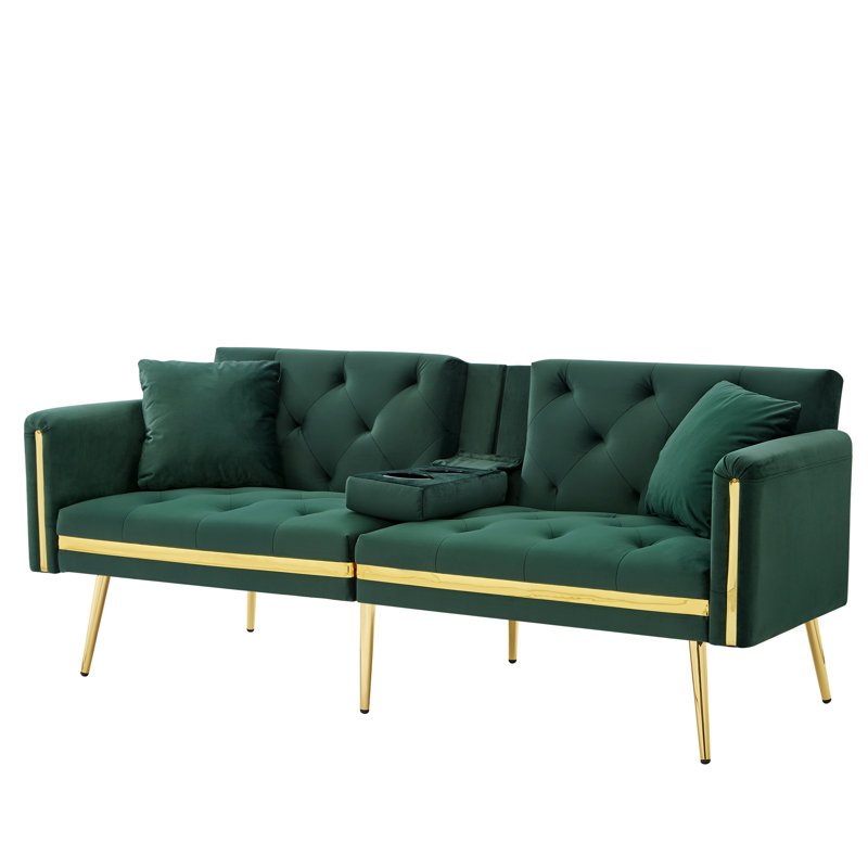 2 Seater Velvet Sofa Bed, Green