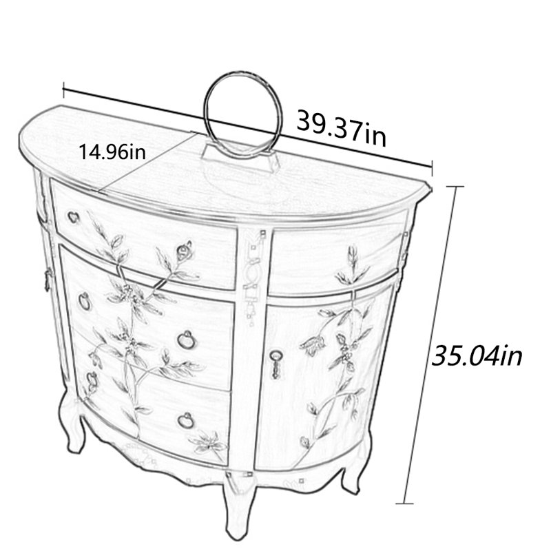 Exquisite hand-painted semi-circle locker, Brown/Gray